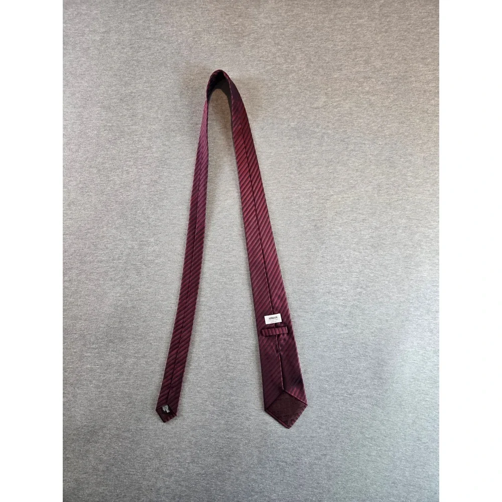 Armani Collezioni Tie Mens OS Burgundy Navy‎ Blue Silk Diagonal Striped Italy